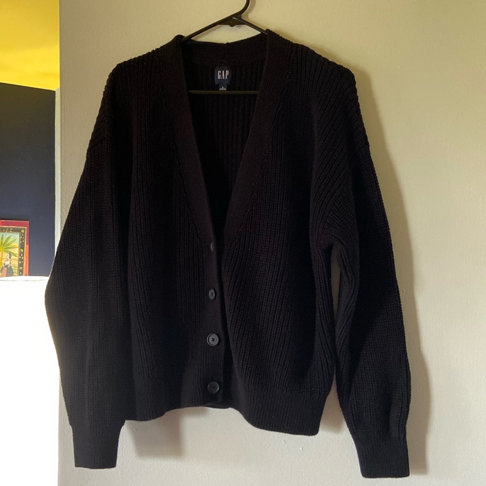 Gap black heavy cotton cardigan size L